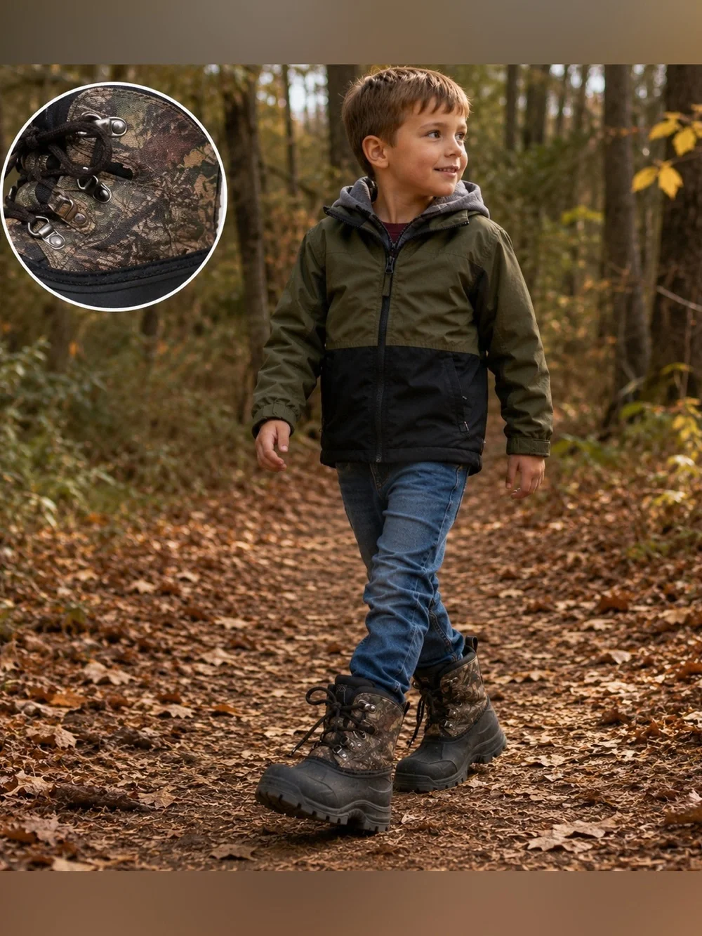 Northside Camo Insulated Snow Boots Thermolite Hunting Boys Size 1